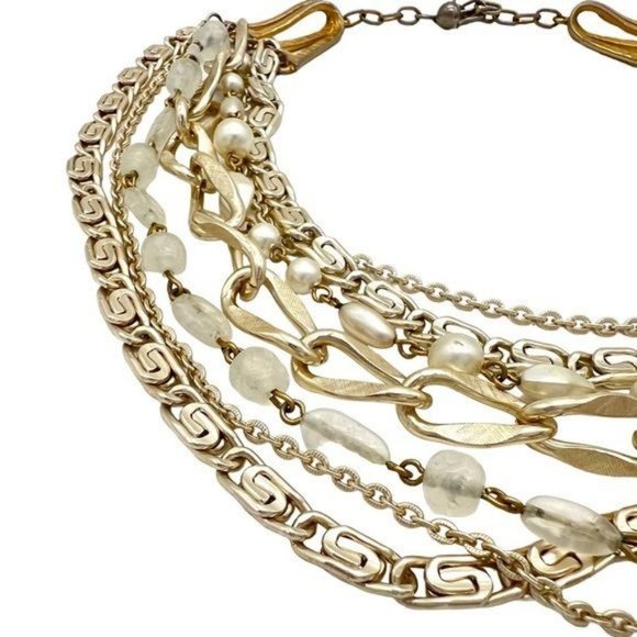 Arthur Pepper ART Vintage Multi Strand Layered Gold Necklace - Picture 3 of 9